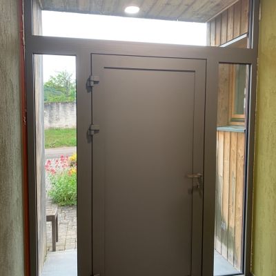 Porte entrée aluminium gris diamant