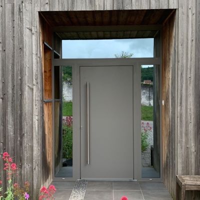 Porte entrée aluminium gris diamant